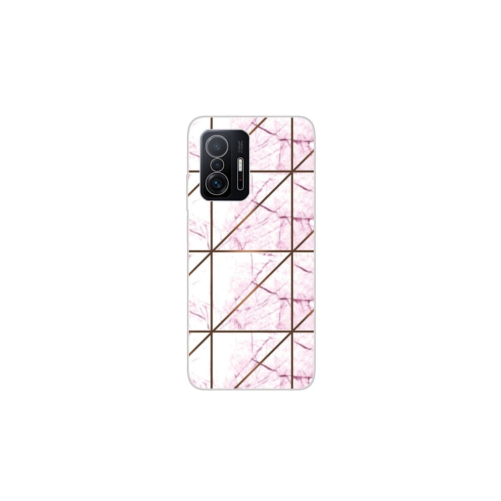 Marble Pattern Compatible With Xiaomi 11T / Compatible With Xiaomi 11T Pro Case - White In Square Strike-Marble Pink Pink,White 9048212648048