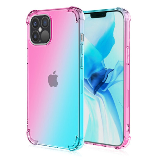 Carcasă SKALO compatibilă cu iPhone 15Plus Gradient Extra Rezistentă TPU - Roz/Turcoaz multicoloră