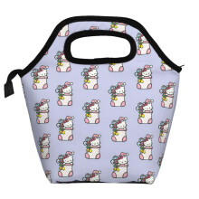 Lancheira de Natal Hello Kitty, em poliéster macio, portátil, térmica, com zíper, dobrável e reutilizável, estilo bento, unissex.