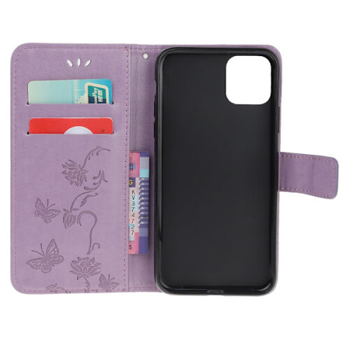 Husă din piele cu fluturi, compatibilă cu iPhone 12/12Pro, violet 1