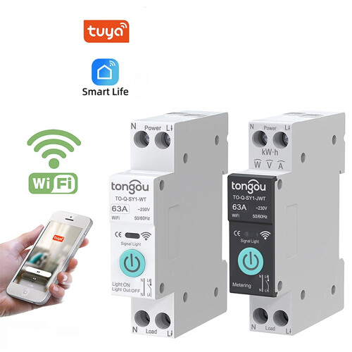Διακόπτης έξυπνου κυκλώματος ZigBee 1P6A-63A TUYA, τηλεχειριστήριο WiFi, με/χωρίς μέτρηση, 1