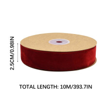 Fnyoxu 2,5 cm einseitiges Samtband, Geschenkband, Blumenverpackungsband, Dekorationsband, DIY-Band