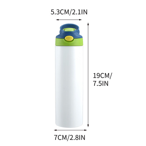 Pompotops Kids Μπουκάλι Νερού από Ανοξείδωτο Ατσάλι 12oz με Μονωτικό και Όνομα, Καλαμάκι - 1