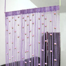 SDJMa Cortina de ușă cu fir de trandafir, 99x200 cm, Cortina cu sfoară și trandafiri, Separator de cameră cu ciucure pentru intimitate (Mov)