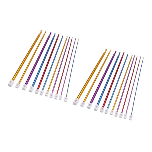 Conjunto de 22 agulhas de crochê tunisiano afegão de alumínio multicoloridas de 20,6 polegadas (27 cm) a 8 mm.