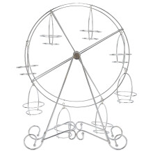 Suporte para cupcakes em formato de roda gigante, com capacidade para 8 unidades, ideal para restaurantes, docerias e festas temáticas.