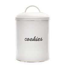 White Enamelware Cookie Jar, Rustic Large Treats Canister