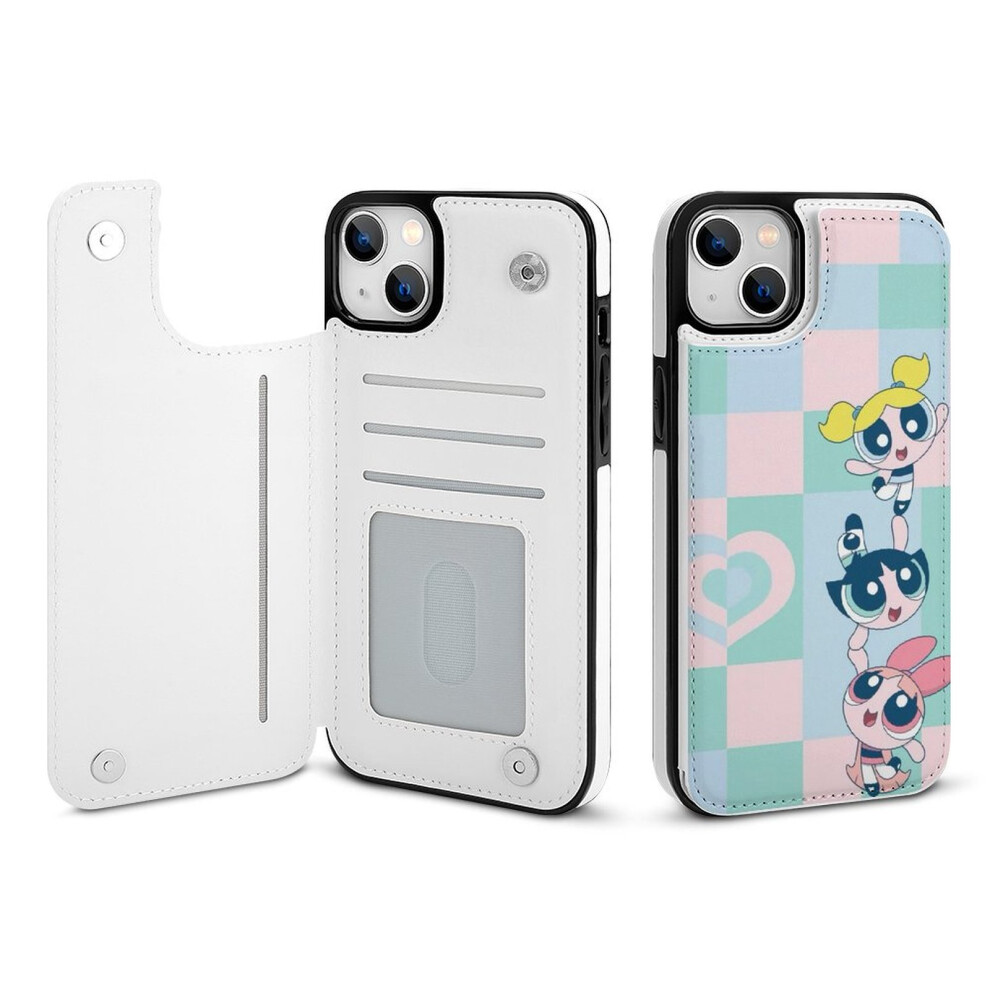 Powerpuff Girls Compatible Iphone 14 Plus Wallet Case With Card Holder, Pu Leather Flip Folio, Shockproof Cover For Women & Girls 9048212740094