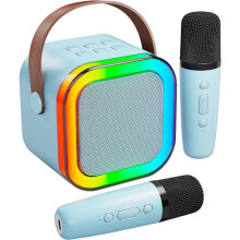 Machine de karaoké pour enfants et adultes, mini microphone karaoké Bluetooth portable avec 2 microphones et lumières, jouet violet