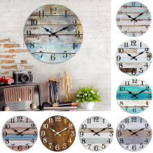 Relógio de parede redondo de madeira Trayknick Vintage Rustic de 25 cm - Silencioso, funciona a bateria, relógio analógico para decoração de