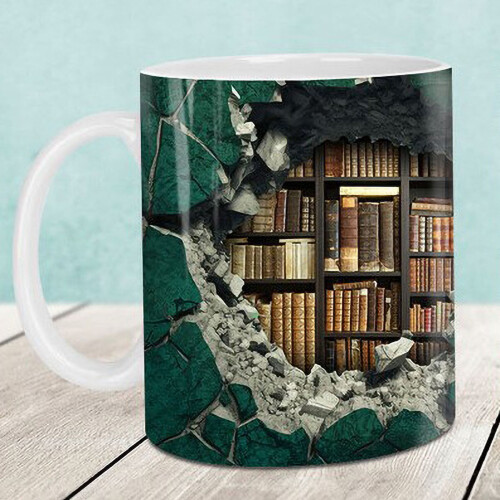 Κούπα καφέ Book Lovers, δημιουργική κούπα Book Club, δροσερό κεραμικό σχέδιο βιβλιοθήκης, 2