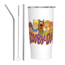 Bicchiere termico Scooby-Doo da 20 oz con coperchio e cannuccia, tazza da caffè isolata in acciaio inossidabile per lavoro, casa, esterni, auto -