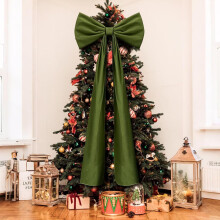 20 x 71 Inches Christmas Extra Large Velvet Bows, Compatible with Tree Topper Decor, Giant Xmas Toppers for Home, Wreath, Wall, Backdrop, Party (Moss