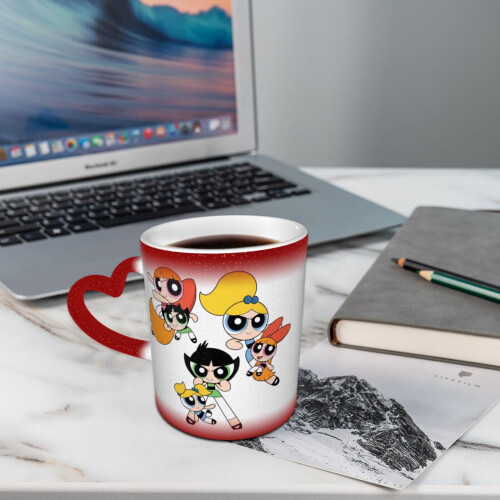 Κεραμική κούπα Powerpuff Girls 11oz κόκκινη, χαριτωμένο φλιτζάνι καφέ συμβατό με τις 2