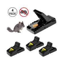 (Set of 4) Large Heavy Duty Rat Traps - Instant Kill with Powerful Steel Spring - Quick Installation - Hands-Free Disposal