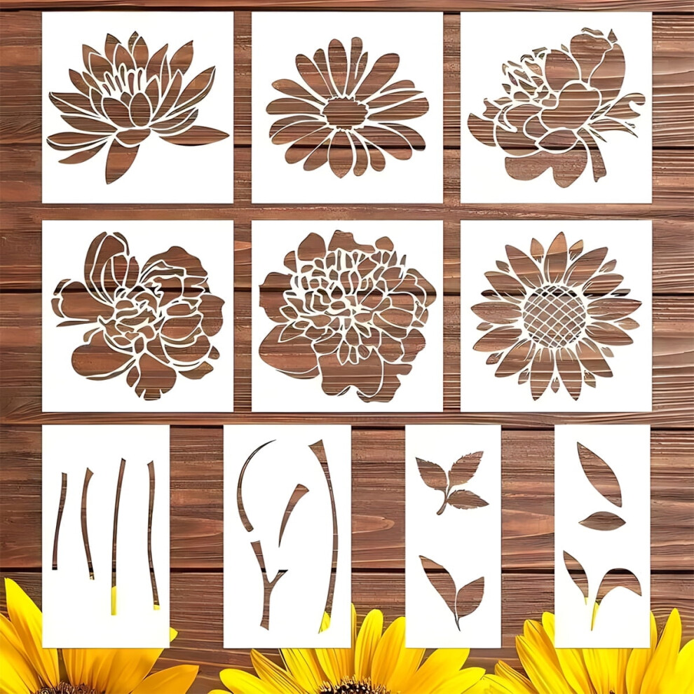 Flower Stencil For Painting Garden Fence Wall Flower Templates For Painting On Wood Furniture 10 Pcs 9191629452255