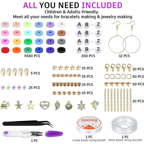 6000 pcs clay beads for making bracelets 24 colors flat round poly 1
