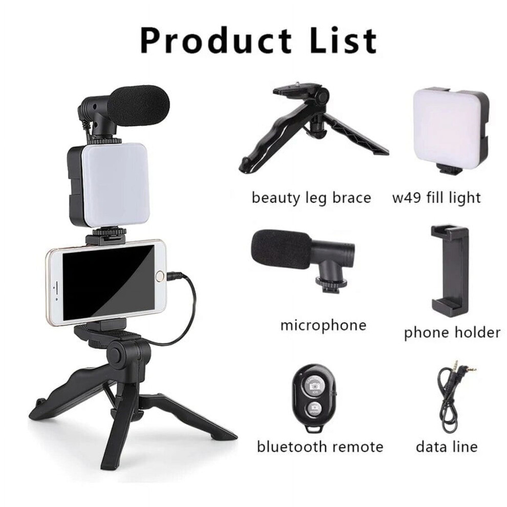 Smartphone Vlogging Kit With Tripod Phone Holder Mini Microphone Led Fill Starter For Tiktok Live Stream Video Youtube Light 9191629453580