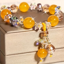 Armband met 1 gele edelsteen en kristal - Handgemaakt, elegant, stijlvol en betekenisvol cadeau voor familie, vrienden en geliefden.