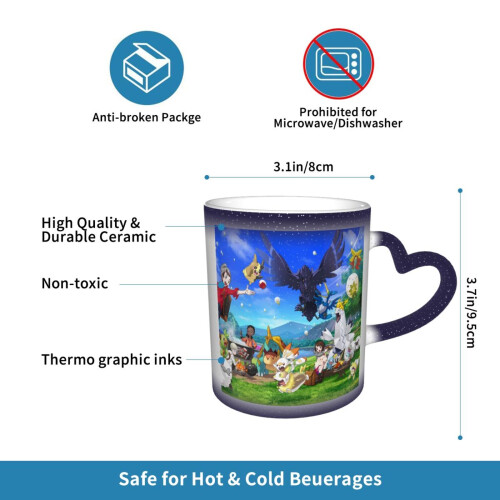 Κεραμική κούπα Pokemon 11Oz, χαριτωμένο φλιτζάνι καφέ για άνδρες και γυναίκες, μπλε - 1