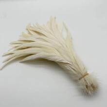 50pcs Rooster Tail Feather Plumes 25-45CM Beige, DIY Dyed Cock Tail for Clothing, Jewelry, Performance Accessories, Raw White 10-12inch