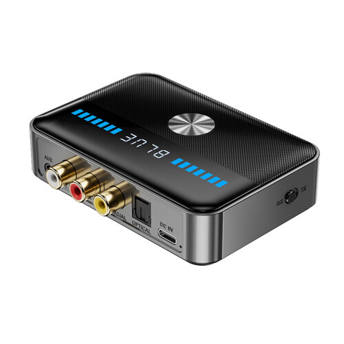 SUSUchens Bluetooth-compatible Transmitter Receiver Digital Display RGB Light Design NFC Sensing Rechargeable Multifunctional Wireless Adapter Black 1