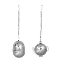 2pcs Stainless Steel Tea Infuser Creative Tea Strainer Loose Tea Steeper for Home Office (Egg+Teapot)