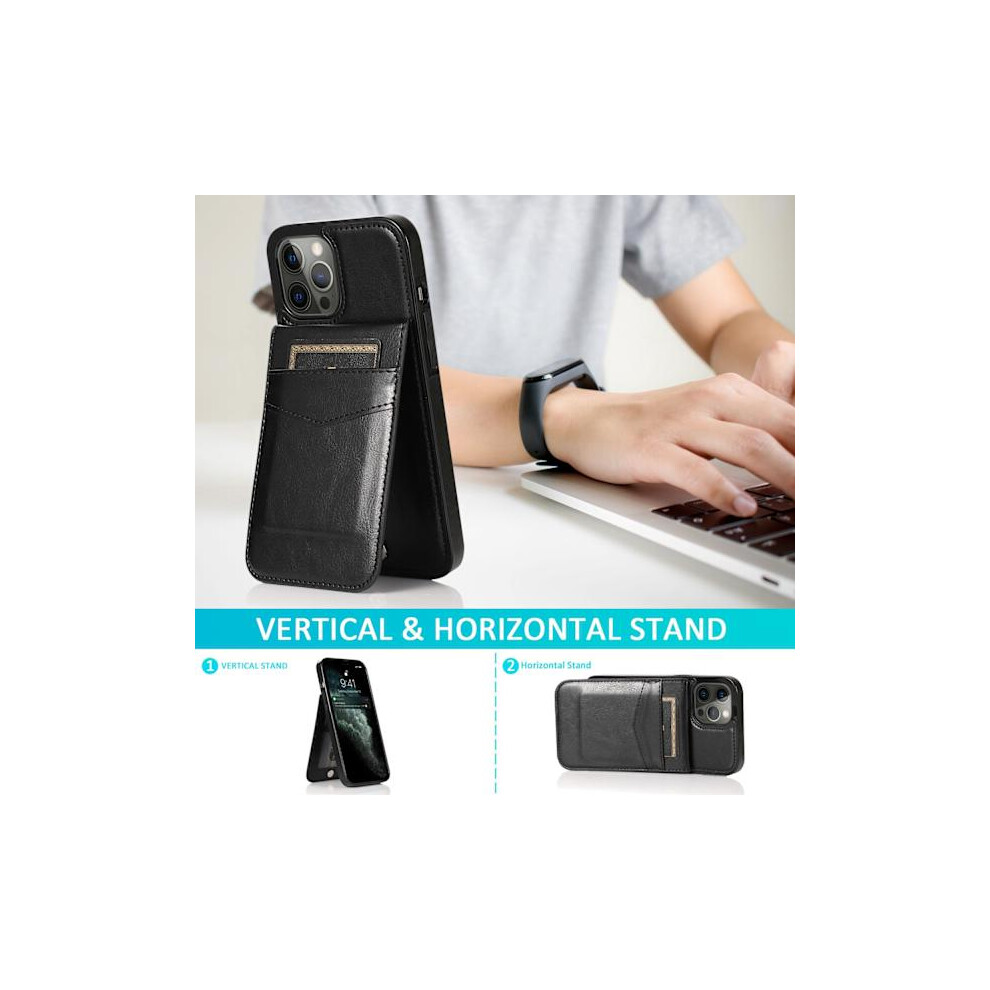Case Wallet With Card Slots, Premium Leather, Magnetic Closure, Stand, Rugged Protection For Compatible With Iphone 11 (Black) Black 9191629454815