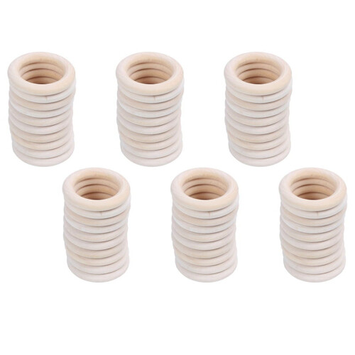 4 natürliche Holzringe, Durchmesser 50 mm