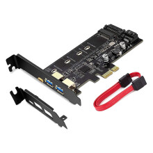 Cárta PCI-E go USB3.0PCI Express lena n-áirítear 1 phort USB C agus 2 phort USB A