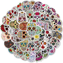50 de piese autocolante craniu Halloween craniu de zahăr decalcomanii Dia de Los Muertos Ziua Mexicană a morților autocolant pentru Laptop apă