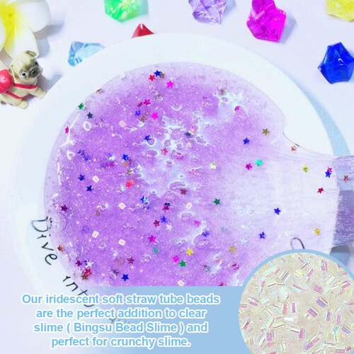 60 γρ. Λευκές χάντρες Bingsu 3 χιλ., ιριδίζουσες, τραγανές, ελαφριές χάντρες με γκλίτερ 2