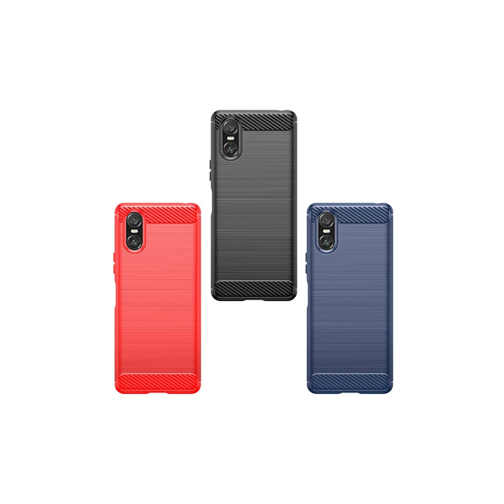 Skalo Compatible With Sony Xperia 10 Vi Armor Carbon Shockproof Tpu Case - More Colors Black 9191629526932