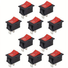 10 peças KCD1 Interruptor de balancim vermelho de 2 pinos SPST2 posições250V6A125V10A Interruptor de balancim para barco