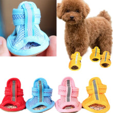 Walbest4Pack Scarpe per cani in rete, stivali morbidi per animali domestici con cinturini regolabili, suola in gomma antiscivolo per asfalto caldo e