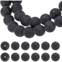 1 Strang Naturschwarze Obsidianperlen, mattiert, rund, 8 mm Loch: 1,2 mm, ca. 49 Stück/Strang, 15,4 Zoll (39,2 cm)