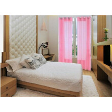 Ruby Pink Sheer Voile Faux Silk Curtain Panel 55" W x 84" L with Grommets, Light Filtering for Bedroom or Patio Door