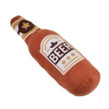 Kauwspeeltje voor honden met piepfunctie, trekspelletje in de vorm van een bierfles, geschikt voor middelgrote en kleine honden.