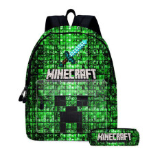 Zaino per ragazzi e bambini, nero, stile Minecraft, borsa da gioco, zaino scolastico, taglia unica V