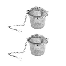 2 phíosa Infuser Tae Cruach Dhosmálta Scagaire Tae Mogaill Duilleog Scaoilte In-athúsáidte le Clúdach agus Dubhán Slabhra Sínte - Méid M