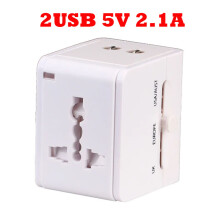 Universaali 1A2.1A kaksois-USB-matkasovitin EU US AU UK monitoiminen muunnospistokesovitin Fused2USB-laturi valkoinen musta