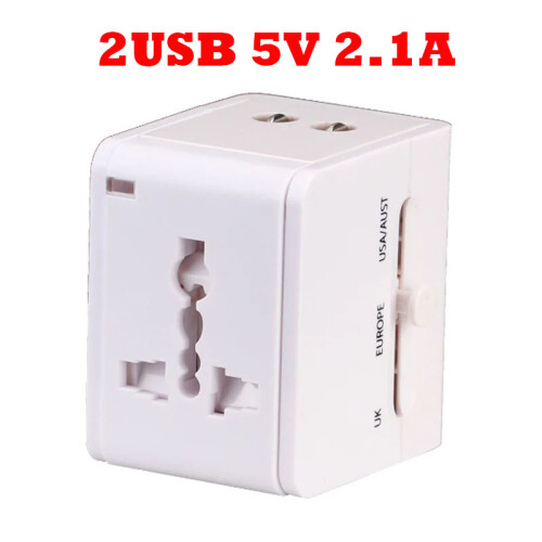 Universal1A2.1A Διπλός προσαρμογέας ταξιδιού USB, βύσμα EU US AU UK Πολυλειτουργικός