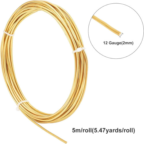 12Gauge16.4Feet στρογγυλό ακατέργαστο σύρμα χαλκού από χρυσό ορείχαλκο για χειροτεχνία 2