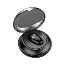 Avtoify True Wireless oordopjes met Bluetooth en draadloze oplaadcase, IPX8 stereo in-ear hoofdtelefoon met ingebouwde microfoon, premium zwart