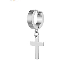 Brincos de Cruz Janrevotw1Pair em Aço Titânio - Brincos de Cruz Masculinos em Aço Inoxidável - Brincos de Argola Estilo Hip Hop - Joias