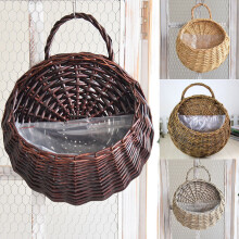 Washranp Handmade Woven Hanging Basket,Natural Wicker Handed Storage Basket for Home Garden Wedding Wall Decorations