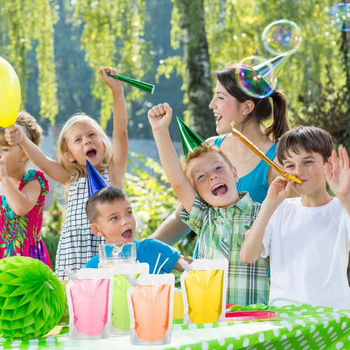 Eease12pcs500ml Διαφανείς θήκες χυμού, όρθιες τσάντες ποτών για ταξίδια, κάμπινγκ 1