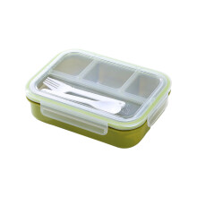 Luckky Bento Box, 4-Compartment Meal Prep Container for Adults & Kids, Reusable, Stackable Lunch Box for School, Work, Travel (Green)