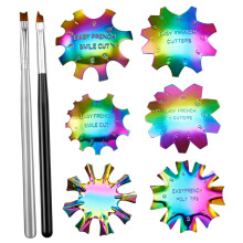 6Piece Reusable Stainless Steel Nail Art Templates Set with Precise Pattern Guides for French Manicure