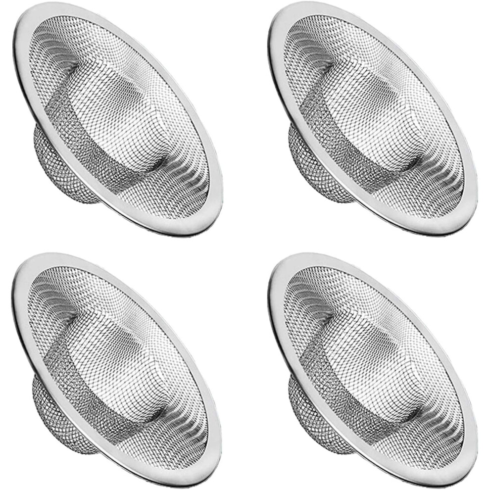 4Pcs Heavy Duty Stainless Steel Slop Basket Filter Trap, 2.75" Top / 1" Mesh Metal Sink Strainer, Perfect For Kitchen/Bathroom/Drain, Balcony, Floor 9191629707850